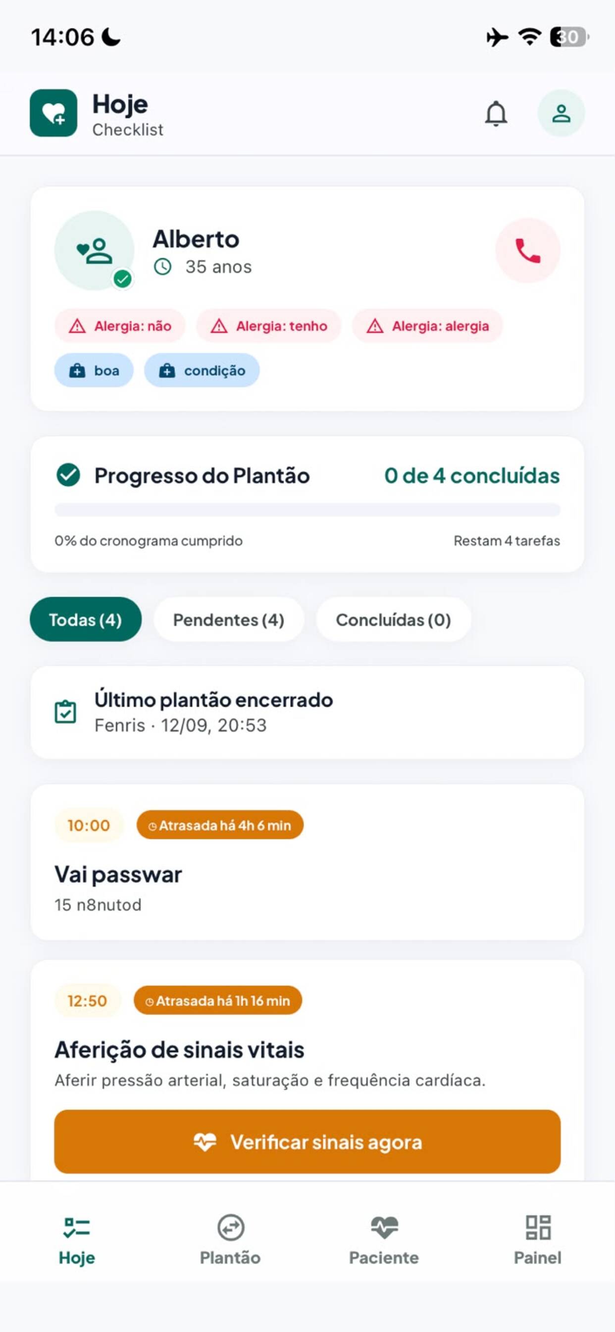 Tela de entrada do aplicativo Carevita com acesso para cuidador e responsável